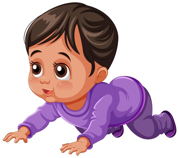 Ilustración del primer arrastre de los adorables bebés
