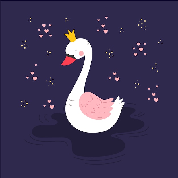 Vector gratuito ilustración de princesa cisne agraciado