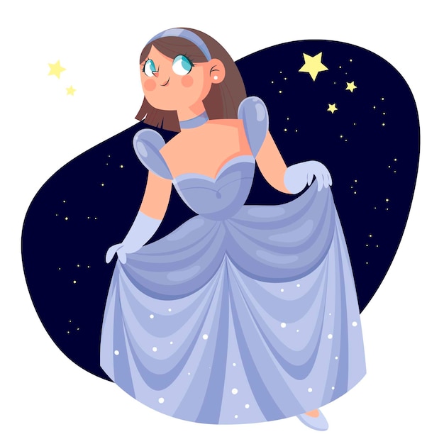 Ilustración de princesa de cuento de hadas nocturno