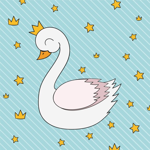 Ilustración de princesa linda cisne blanco