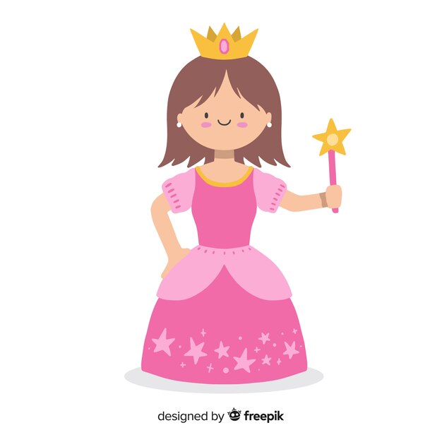 Ilustración princesa morena plana