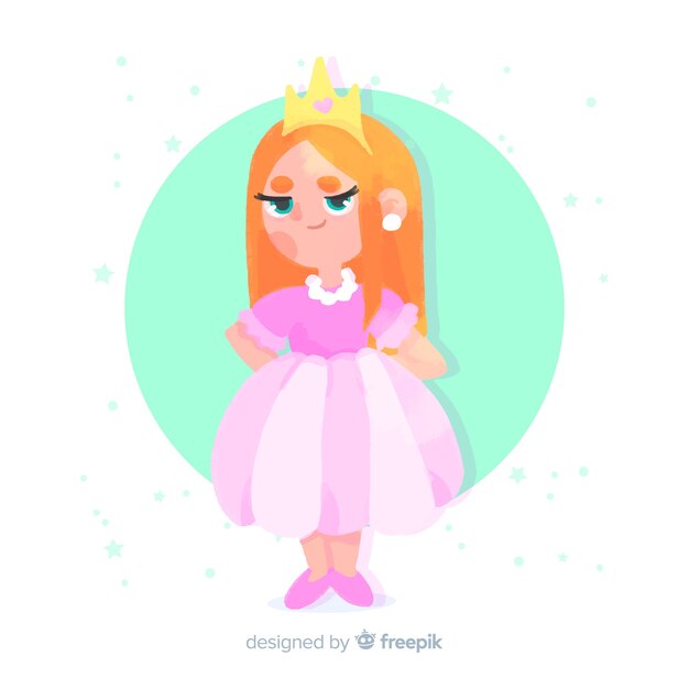 Ilustración princesa pelirroja acuarela