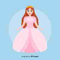 Vector gratuito ilustración princesa plana color pastel