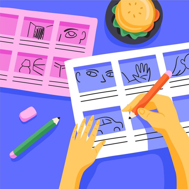 Ilustración del proceso del guión gráfico