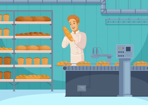 Ilustración de producción de pan