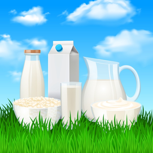 Ilustración de productos lácteos