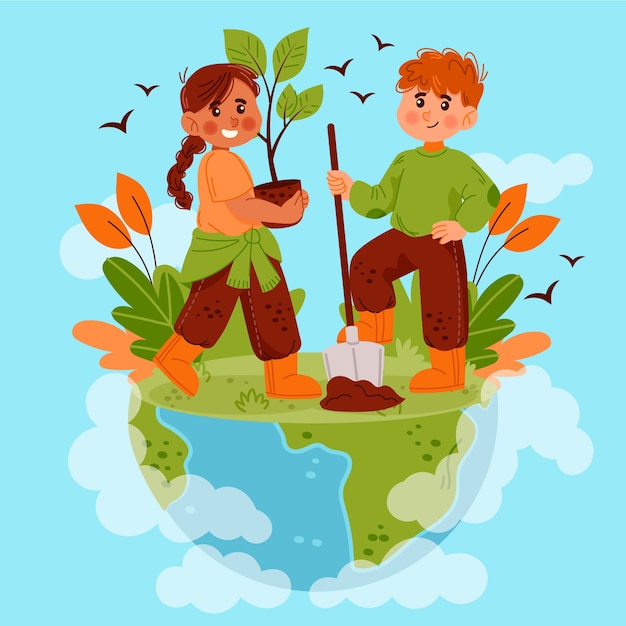 Ilustración de protección del medio ambiente dibujada a mano