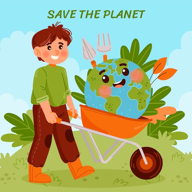 Ilustración de protección del medio ambiente dibujada a mano