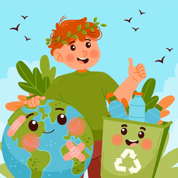 Ilustración de protección del medio ambiente dibujada a mano