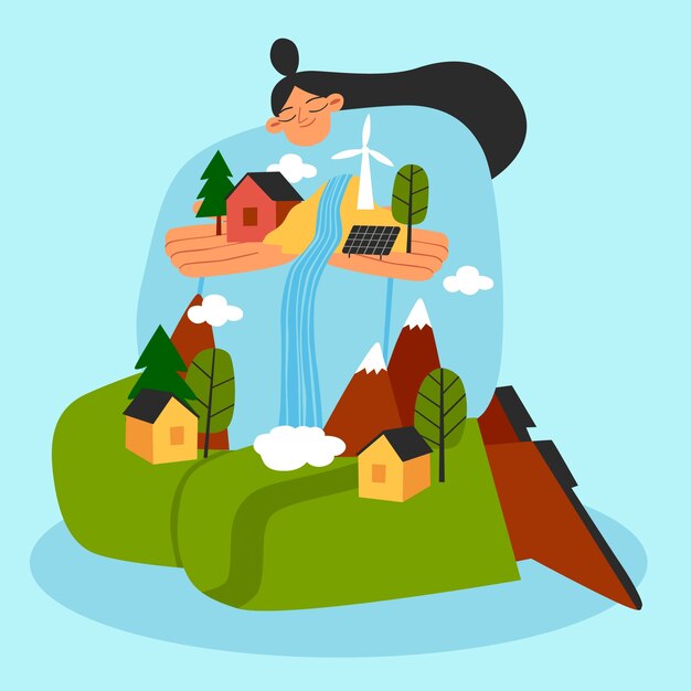 Ilustración de protección del medio ambiente dibujada a mano