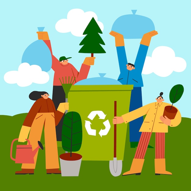Ilustración de protección del medio ambiente dibujada a mano