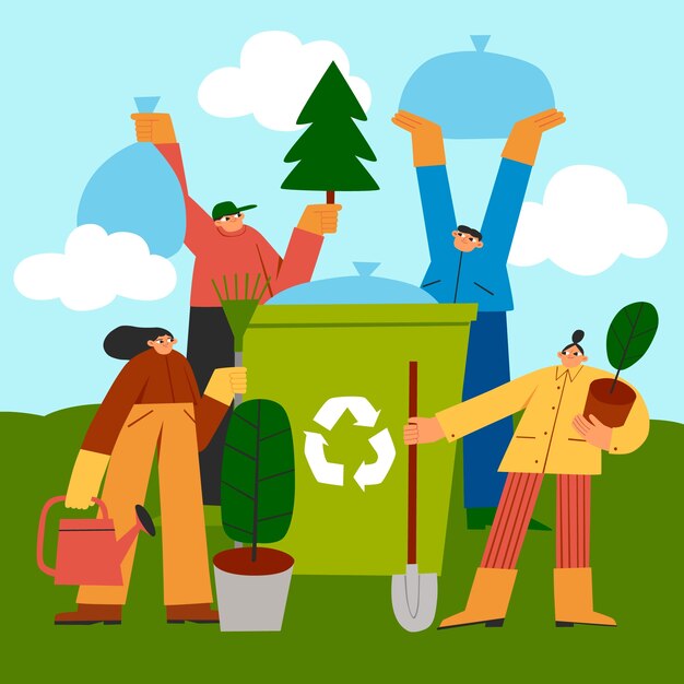Ilustración de protección del medio ambiente dibujada a mano