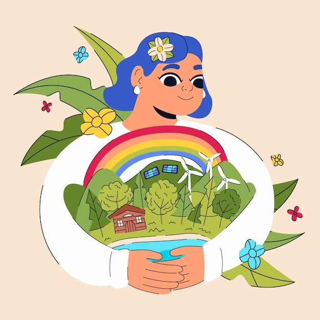 Ilustración de protección del medio ambiente dibujada a mano