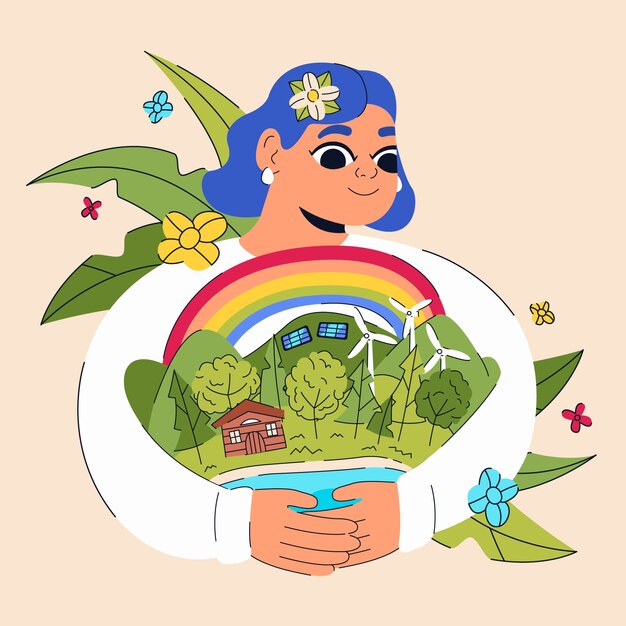 Ilustración de protección del medio ambiente dibujada a mano