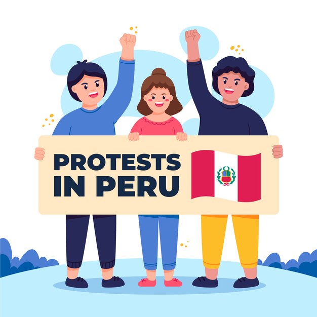 Ilustración de la protesta de perú