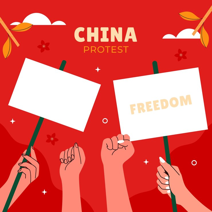 Vector gratuito ilustración de protestas de china plana dibujada a mano