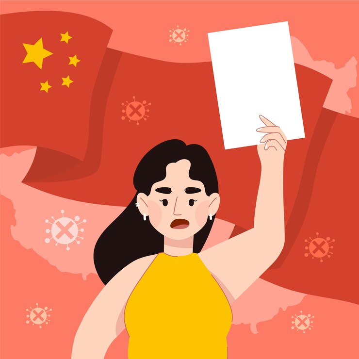 Vector gratuito ilustración de protestas chinas dibujadas a mano