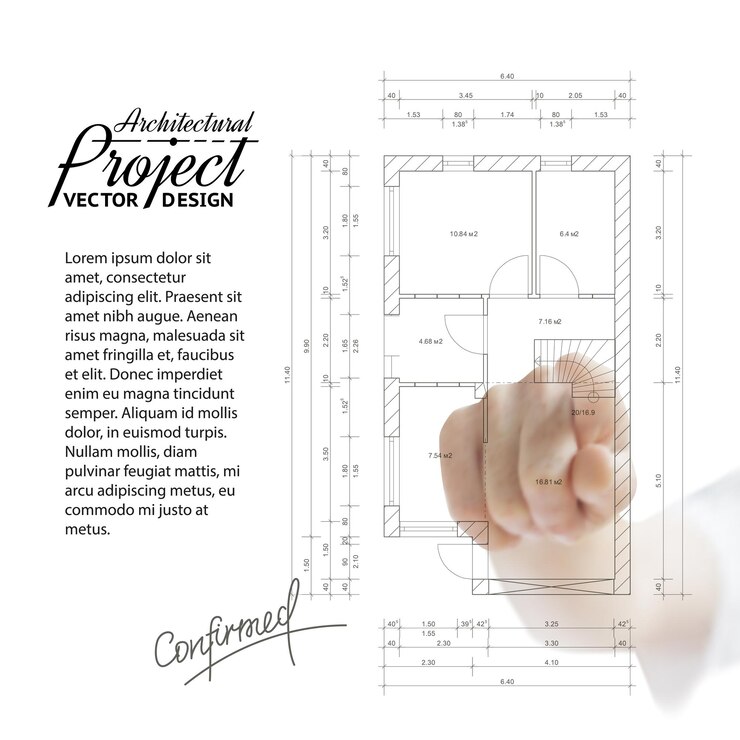 Ilustración de un proyecto arquitectónico. Concepto de construcción y renovación.