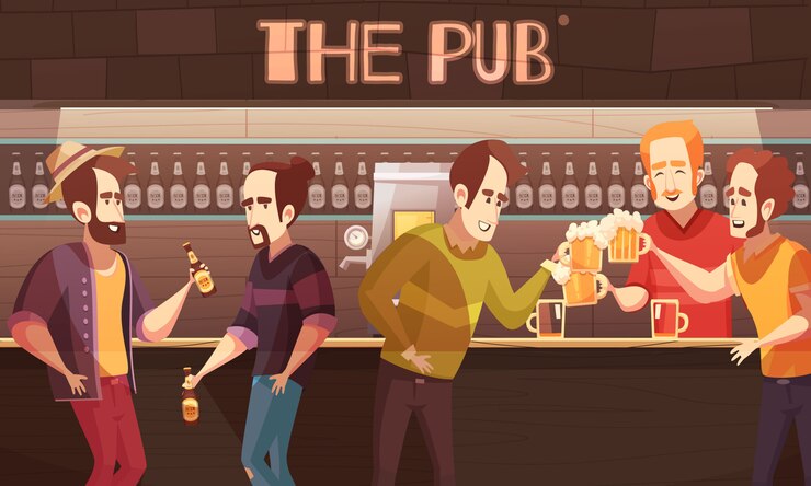 Vector gratuito ilustración de pub de cerveza