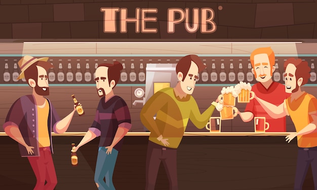 Ilustración de pub de cerveza