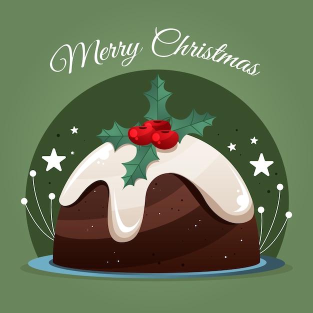 Ilustración de pudín de navidad degradado