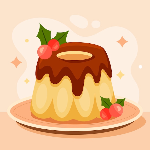 Ilustración de pudín de navidad plano