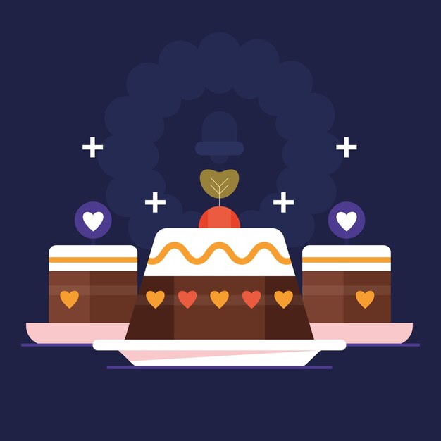 Ilustración de pudín de navidad plano