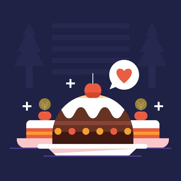 Ilustración de pudín de navidad plano