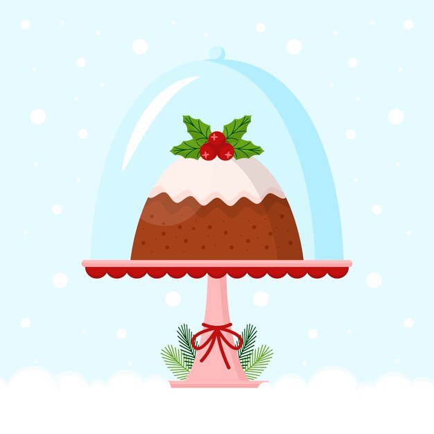 Ilustración de pudín de navidad plano