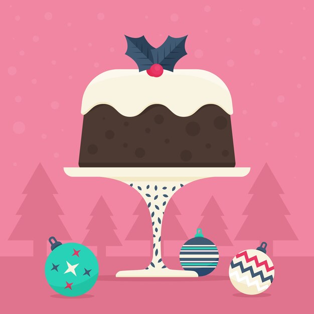 Ilustración de pudín de navidad plano