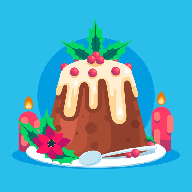 Ilustración de pudín de navidad plano
