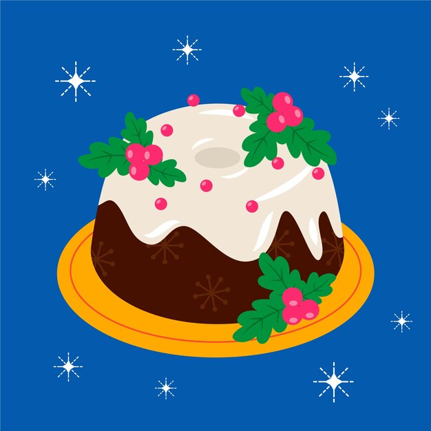 Ilustración de pudín de navidad plano