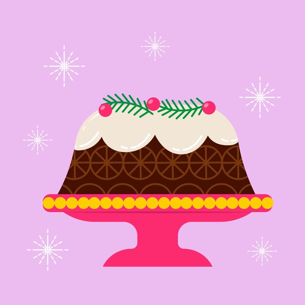 Ilustración de pudín de navidad plano