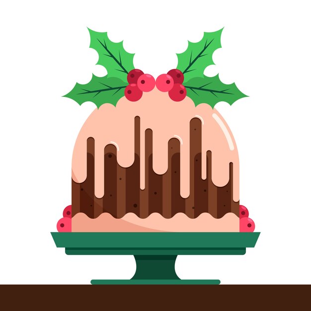 Ilustración de pudín de navidad plano