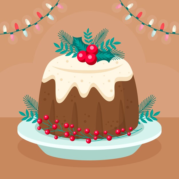 Ilustración de pudín de navidad plano
