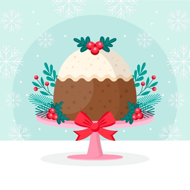 Ilustración de pudín de navidad plano