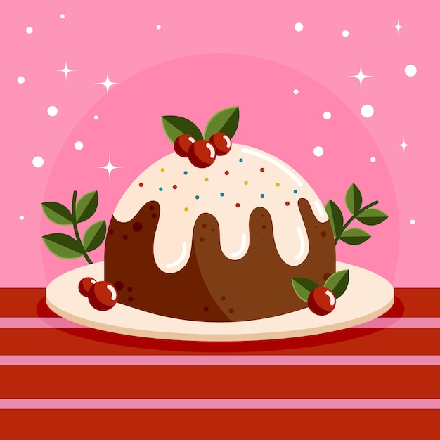 Vector gratuito ilustración de pudín de navidad plano