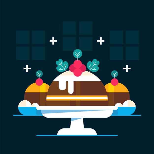 Ilustración de pudín de navidad plano