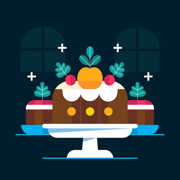Ilustración de pudín de navidad plano