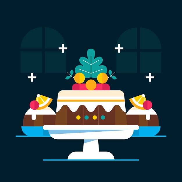 Ilustración de pudín de navidad plano