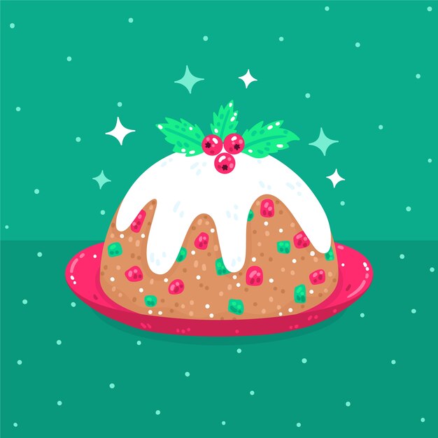 Ilustración de pudín de navidad plano