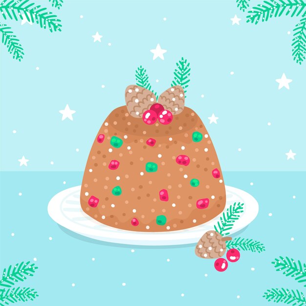 Ilustración de pudín de navidad plano