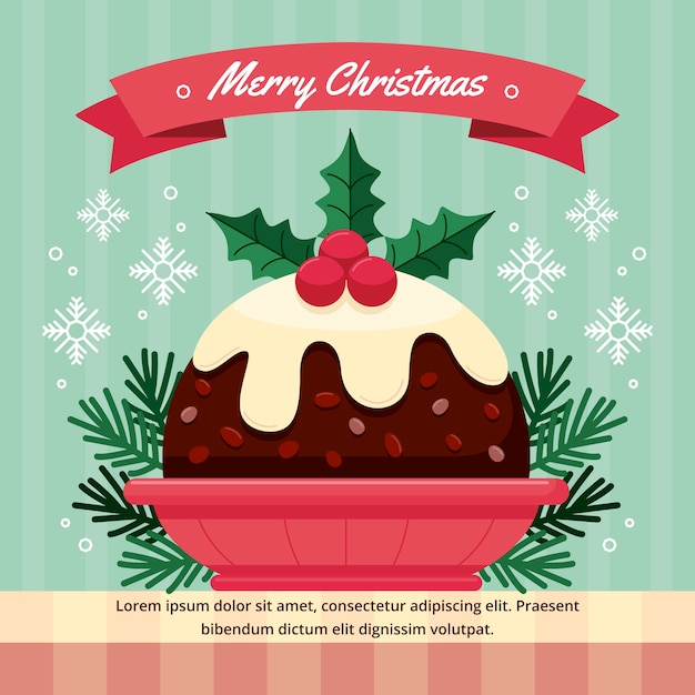 Vector gratuito ilustración de pudín de navidad plano