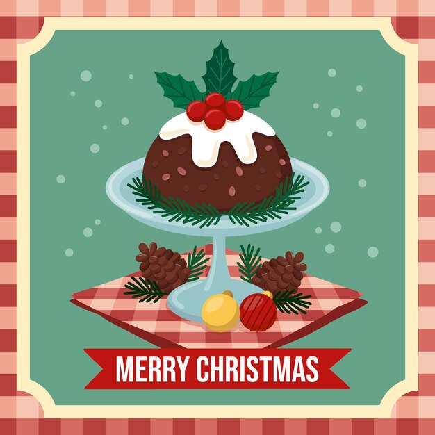 Ilustración de pudín de navidad plano
