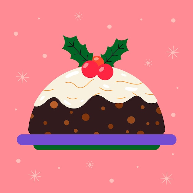 Vector gratuito ilustración de pudín de navidad plano