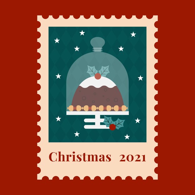 Ilustración de pudín de navidad plano