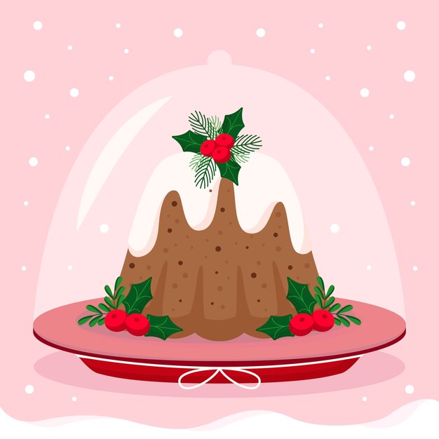 Ilustración de pudín de navidad plano