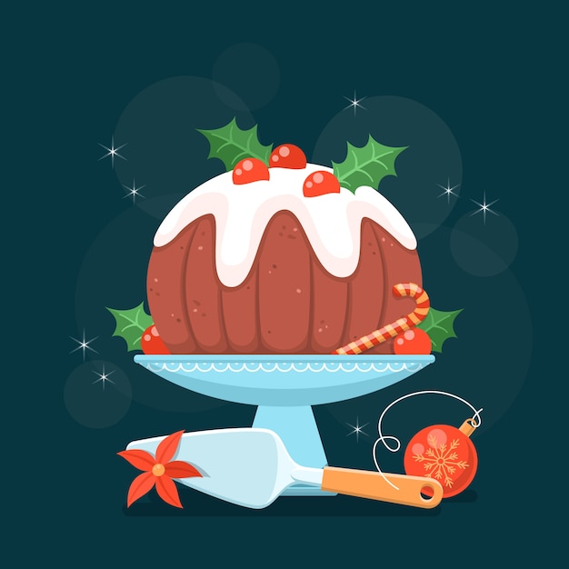 Vector gratuito ilustración de pudín de navidad plano