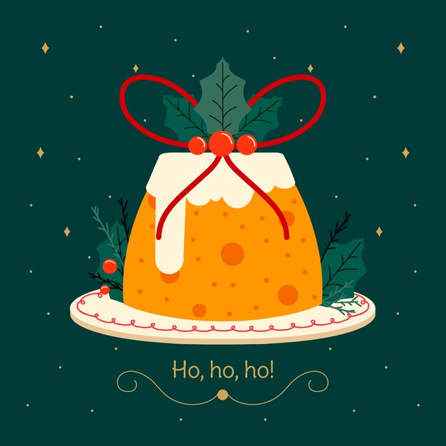 Ilustración de pudín de navidad plano