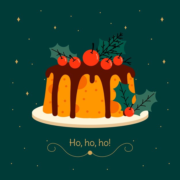 Ilustración de pudín de navidad plano